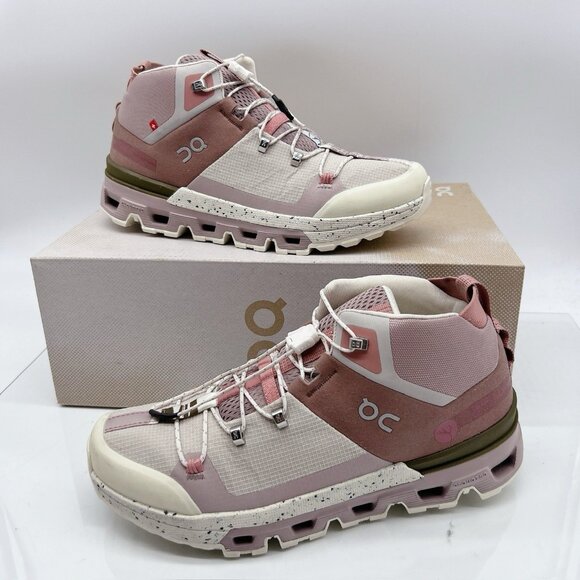 On Cloudtrax Hiking Boot Sneaker Running Shoe Pink Rose/Ivory Womens US 8 - Picture 1 of 12